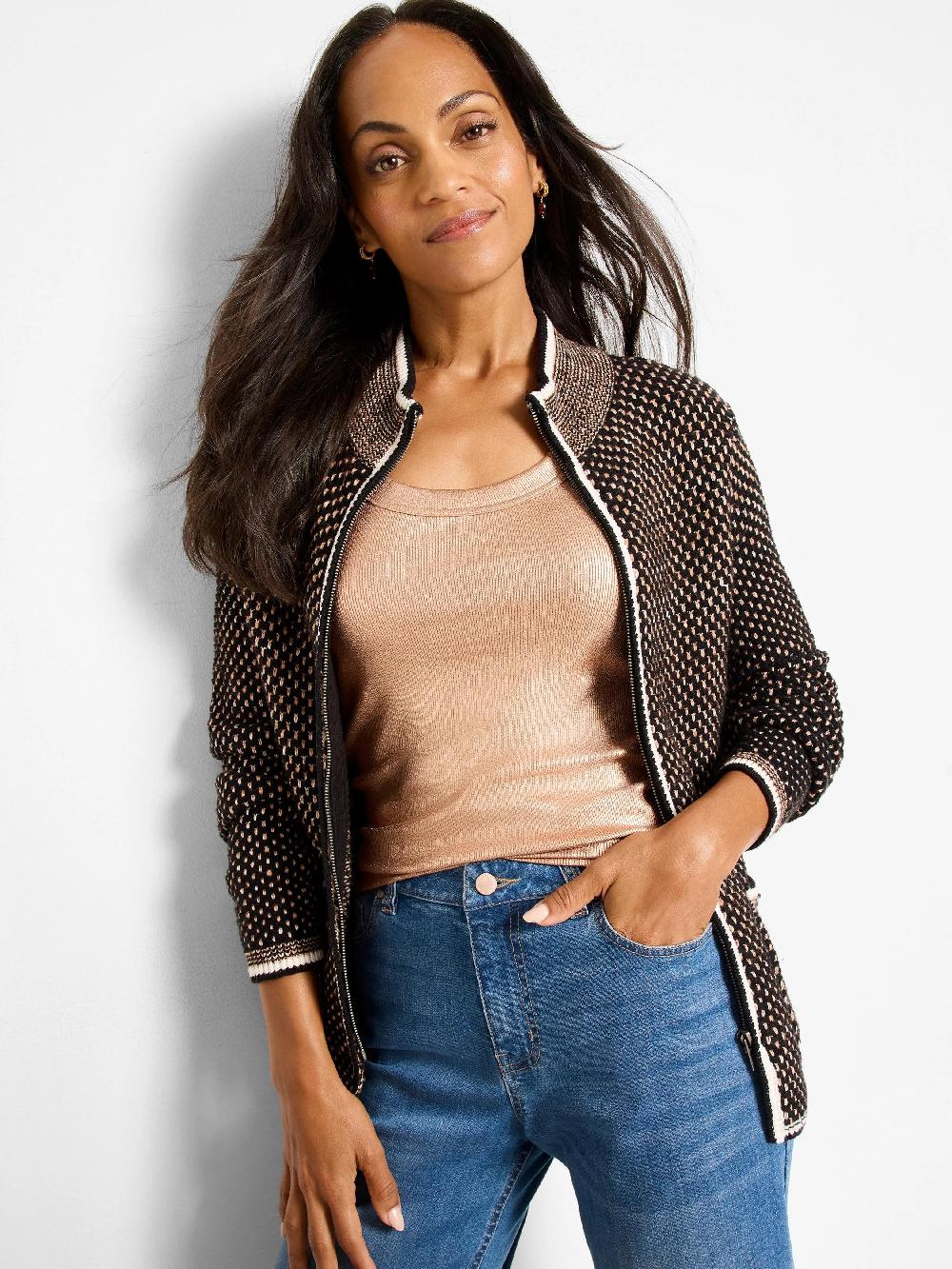 nic zoe Brick Stitch Knit Jacket