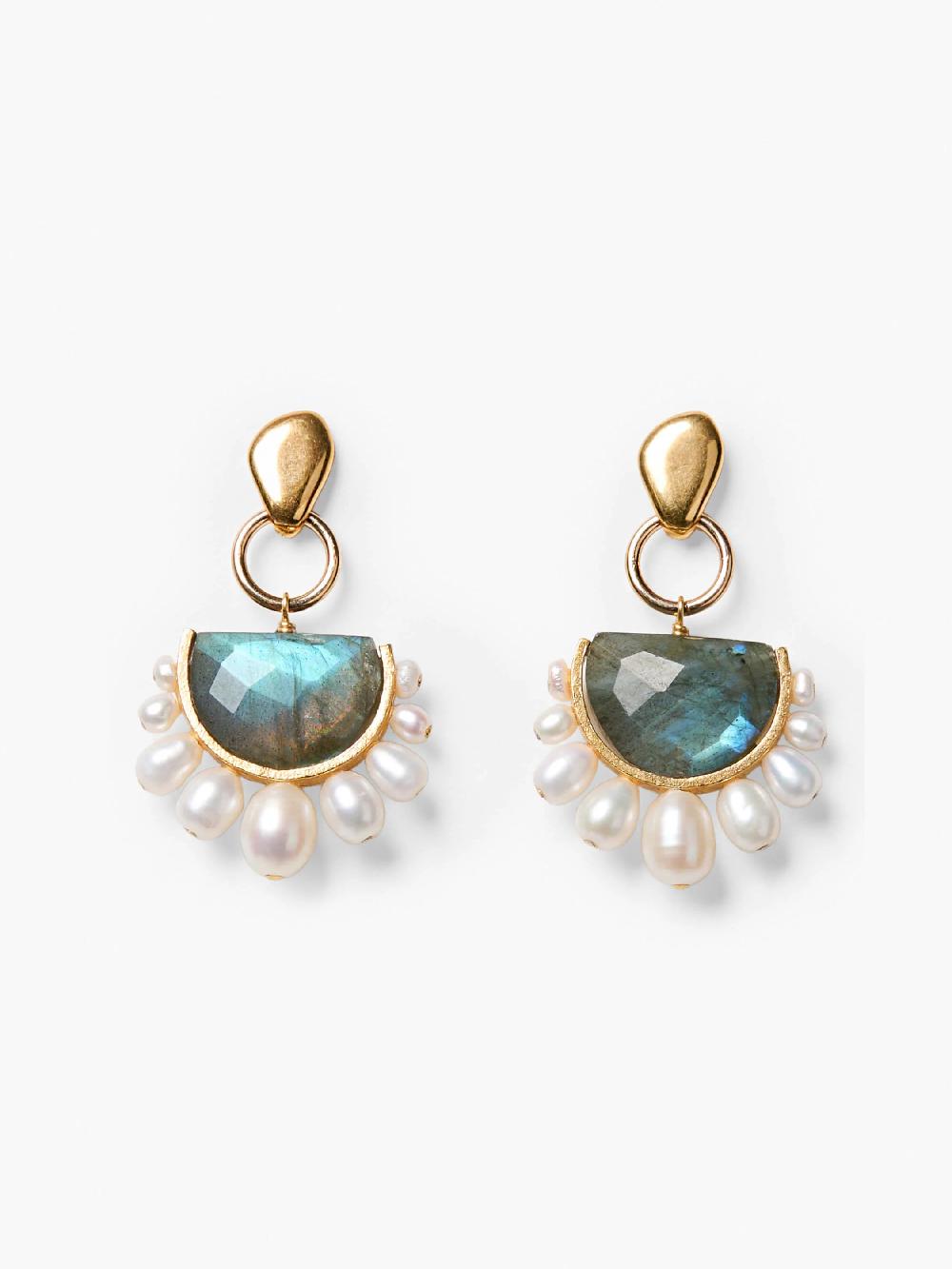 Nic Zoe Chan Luu Labradorite And Pearl Earrings