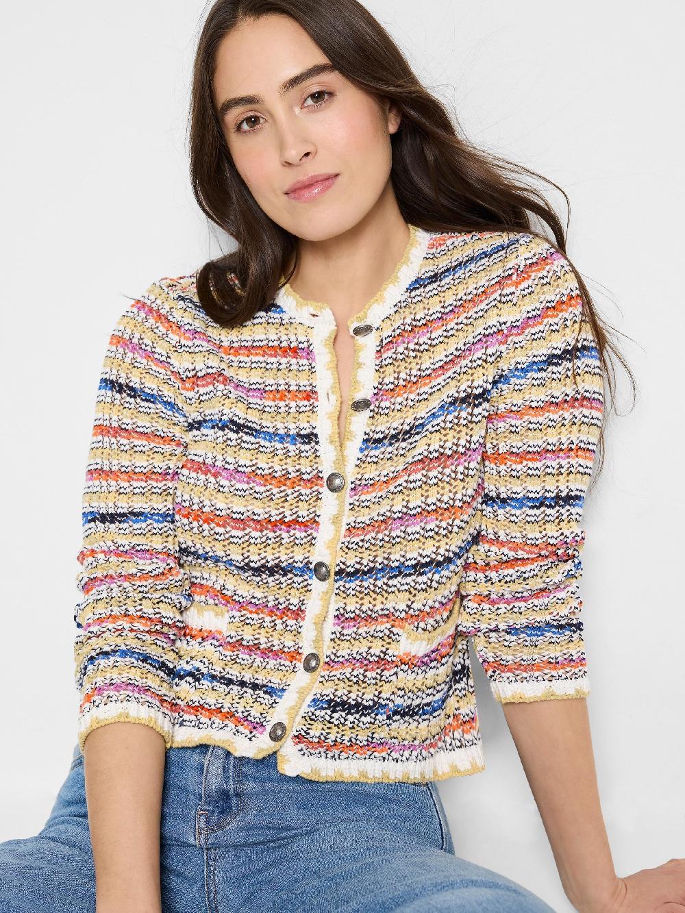 Nic Zoe Coastal Crochet Knit Jacket