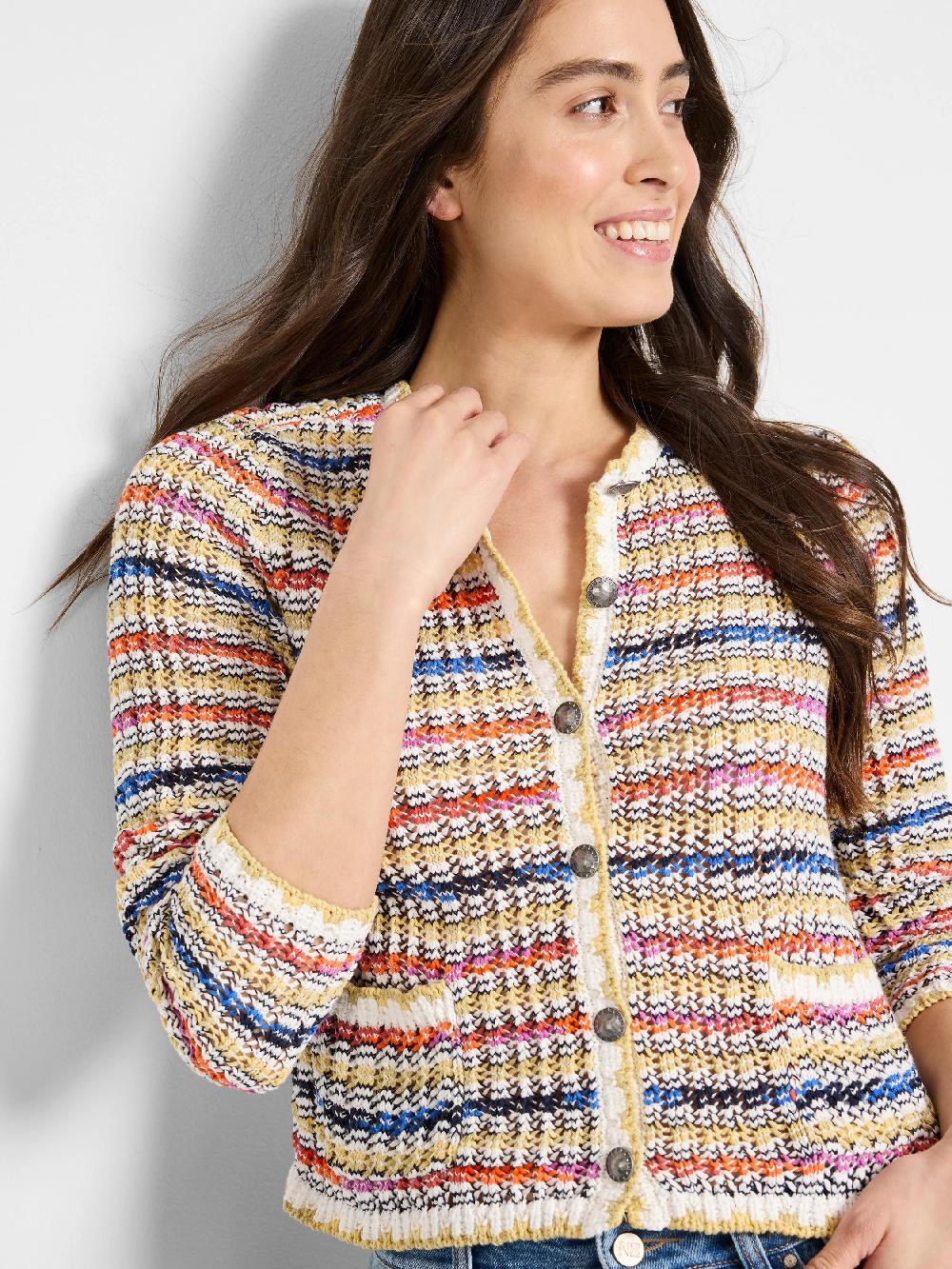 nic zoe Coastal Crochet Knit Jacket