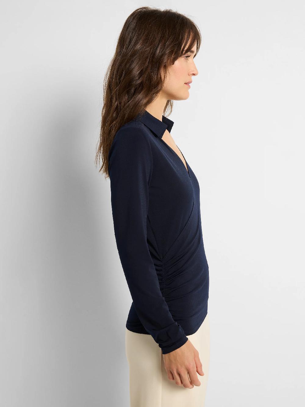 Nic Zoe Collared Knit Wrap Top