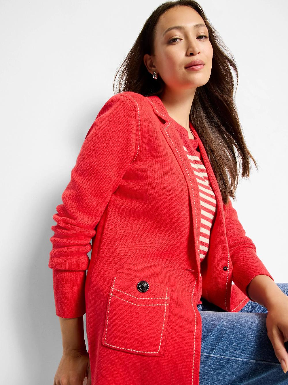 nic zoe Contrast Stitch Elegant Knit Blazer