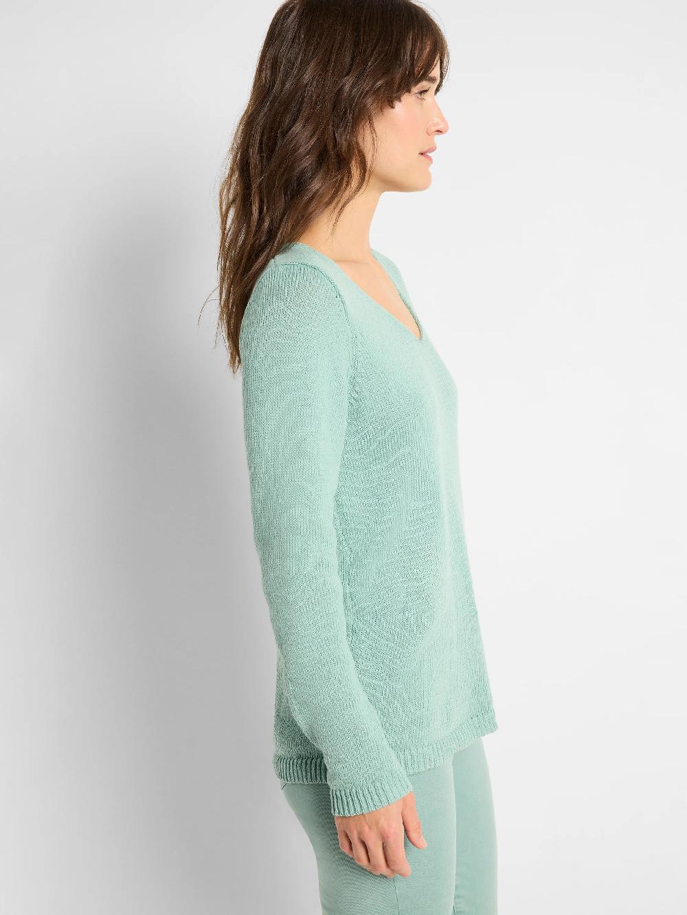 Nic Zoe Cotton Cord Soft V-Neck Sweater