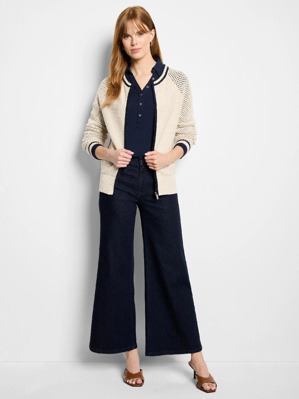 Nic Zoe Cotton Mesh Zipped Up Cardigan