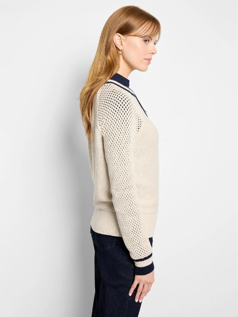 Nic Zoe Cotton Mesh Zipped Up Cardigan