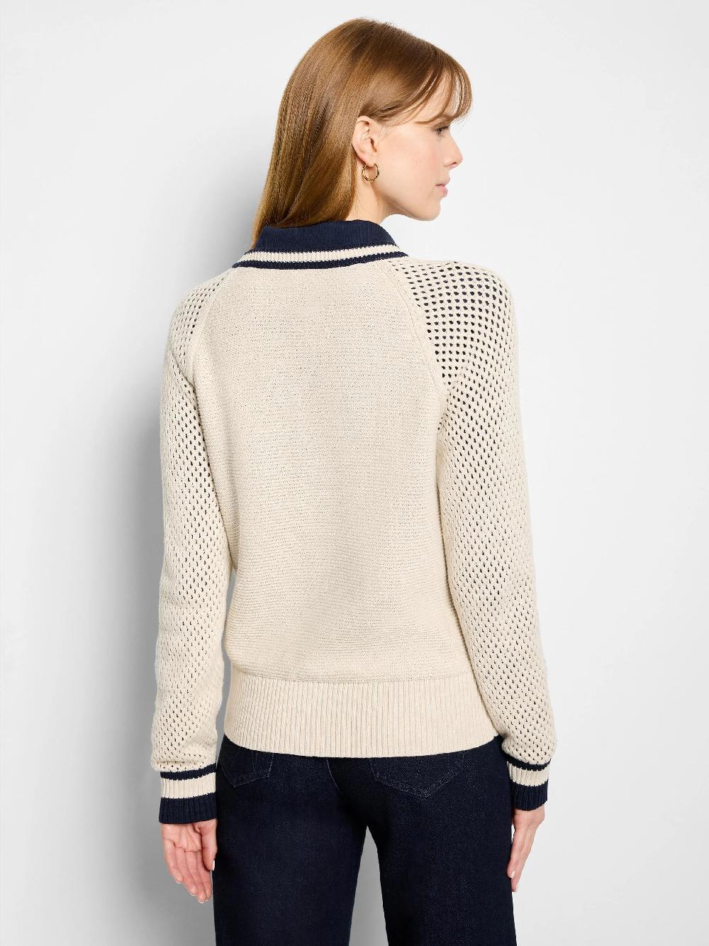 Nic Zoe Cotton Mesh Zipped Up Cardigan