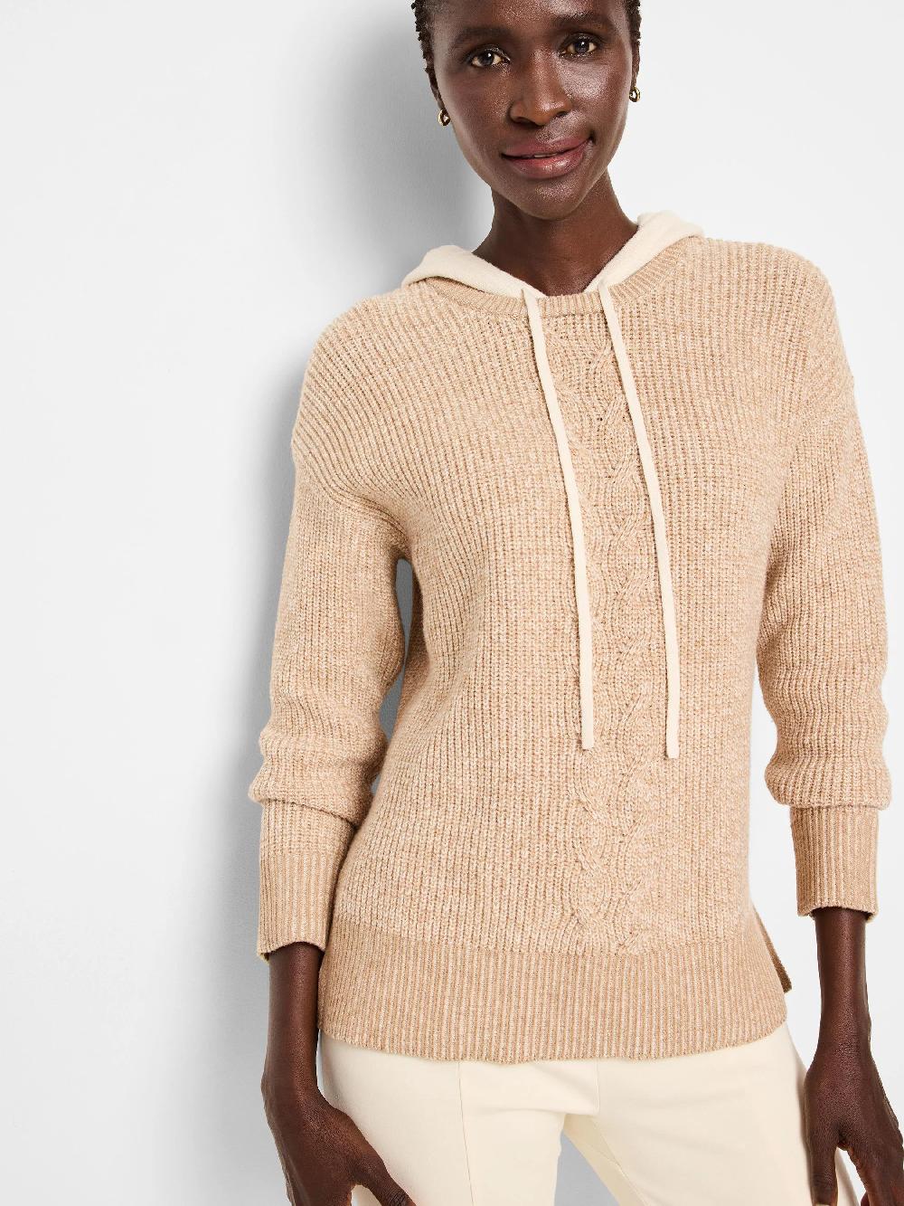 nic zoe Cozy Cable Hooded Sweater