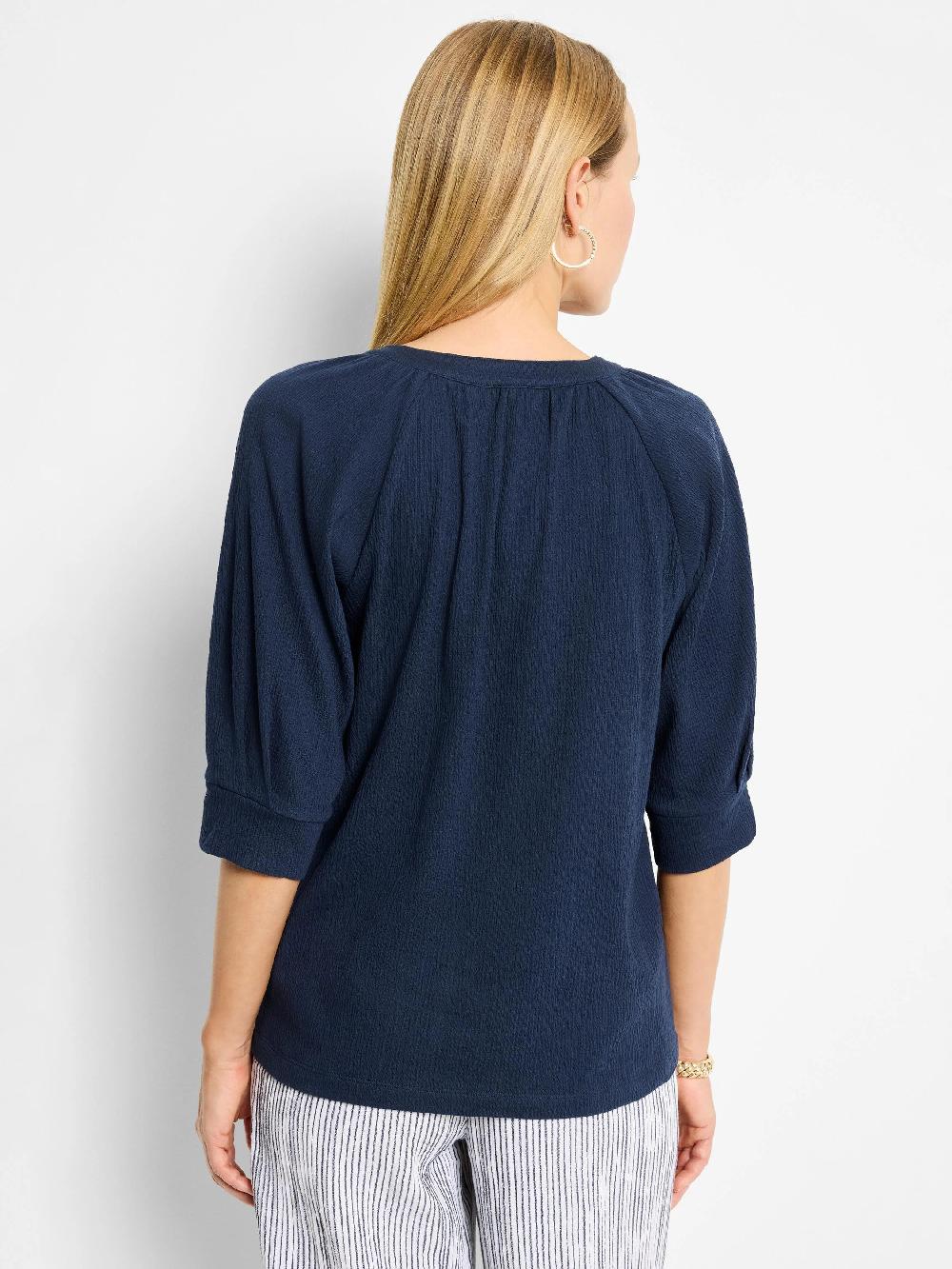 Nic Zoe Crinkle Knit Café Top