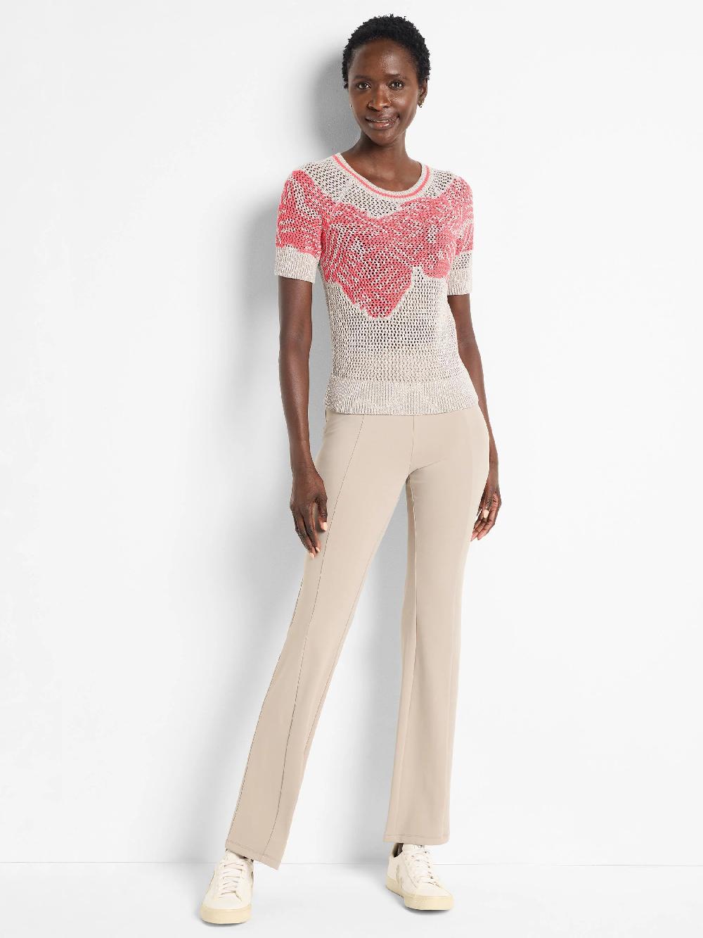 Nic Zoe Dancing Mesh Short Sleeve Sweater