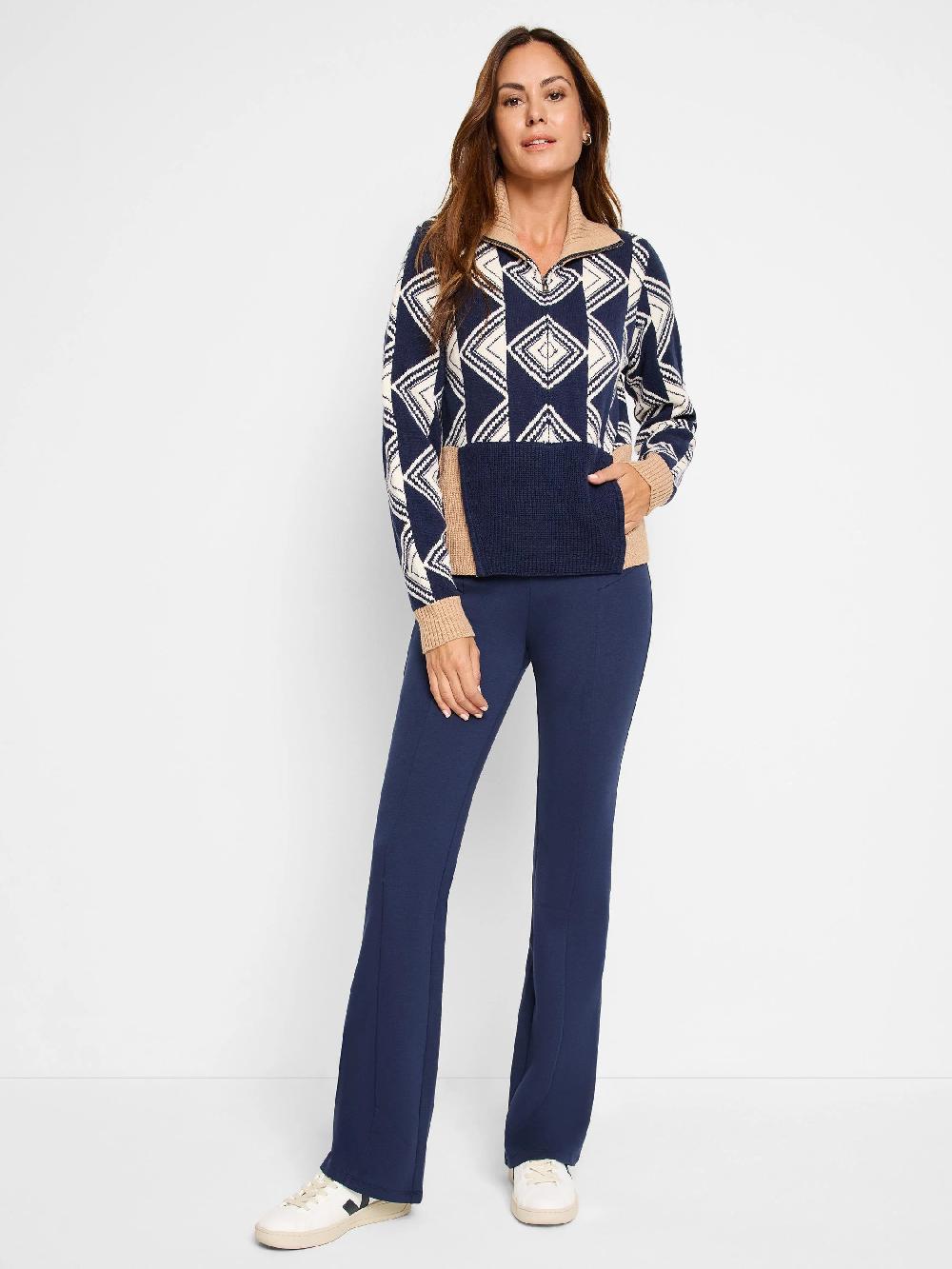 Nic Zoe Double Diamond Half Zip Sweater