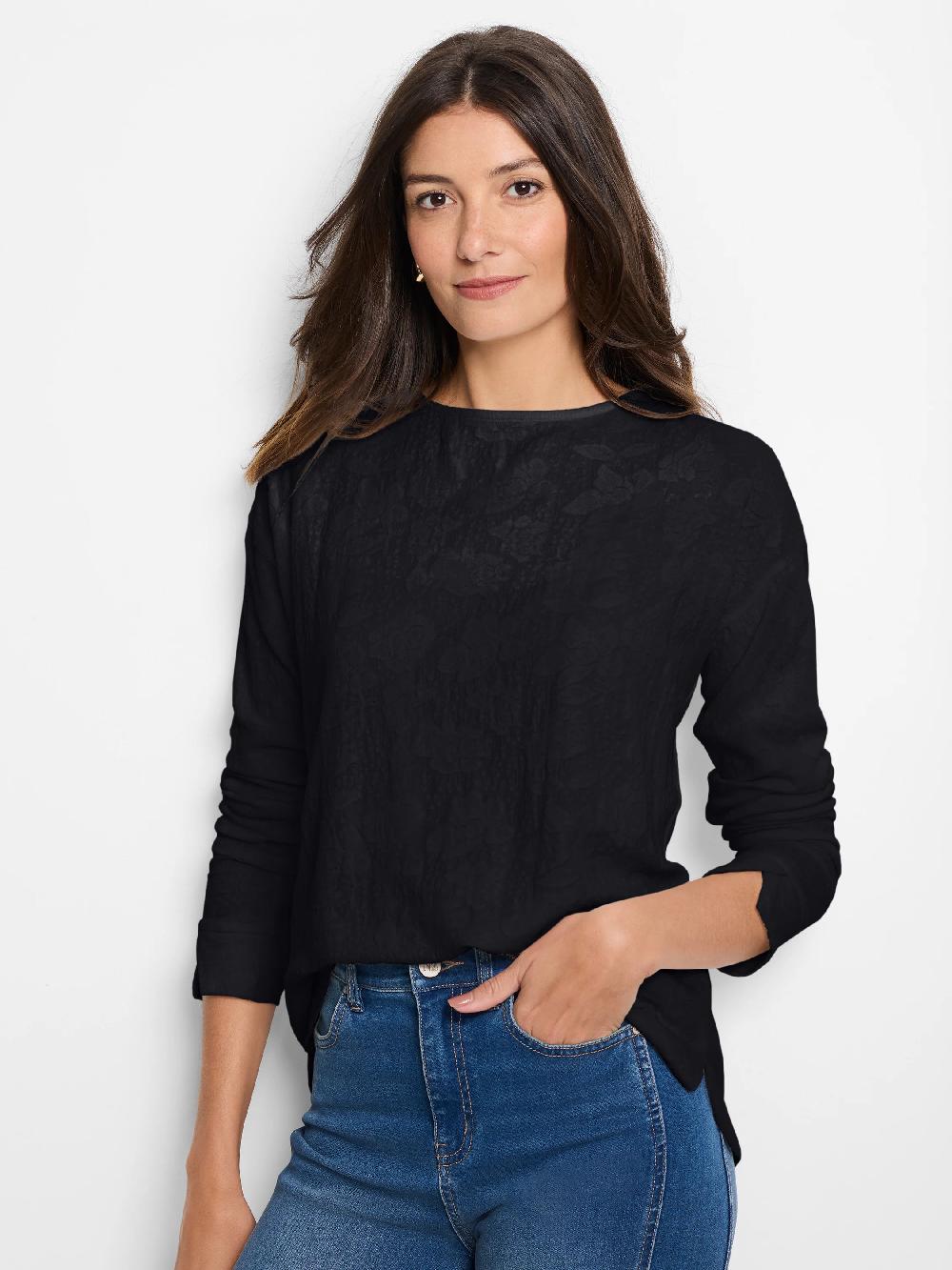 nic zoe Easy Fit Lace Knit Tee