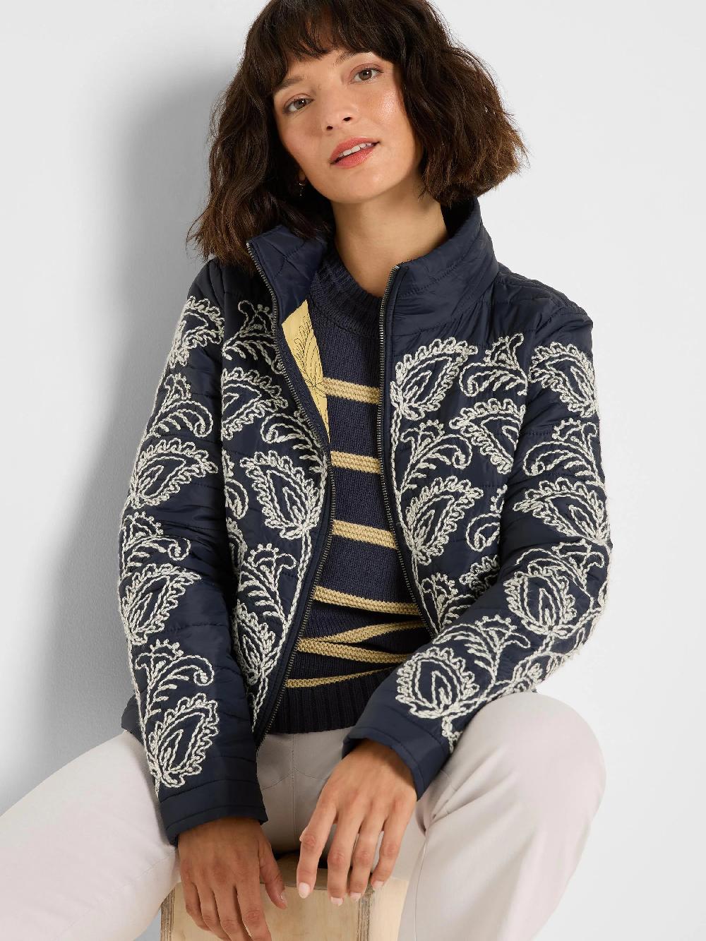 Nic Zoe Embroidered Puffer Bomber