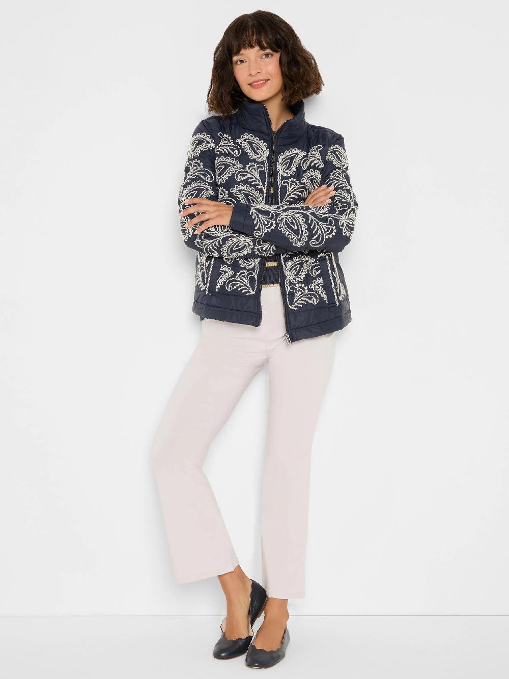 Nic Zoe Embroidered Puffer Bomber
