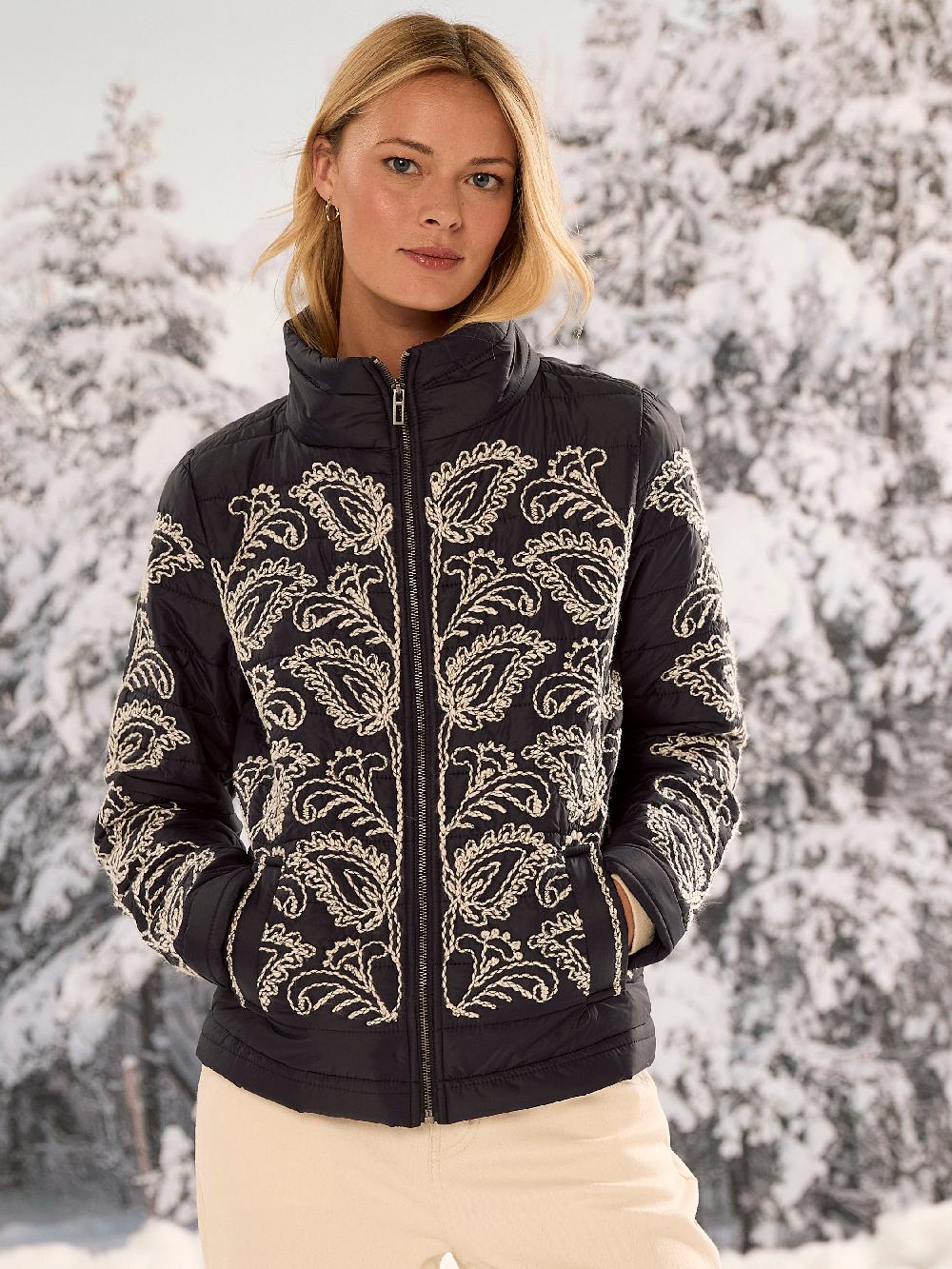 nic zoe Embroidered Puffer Bomber