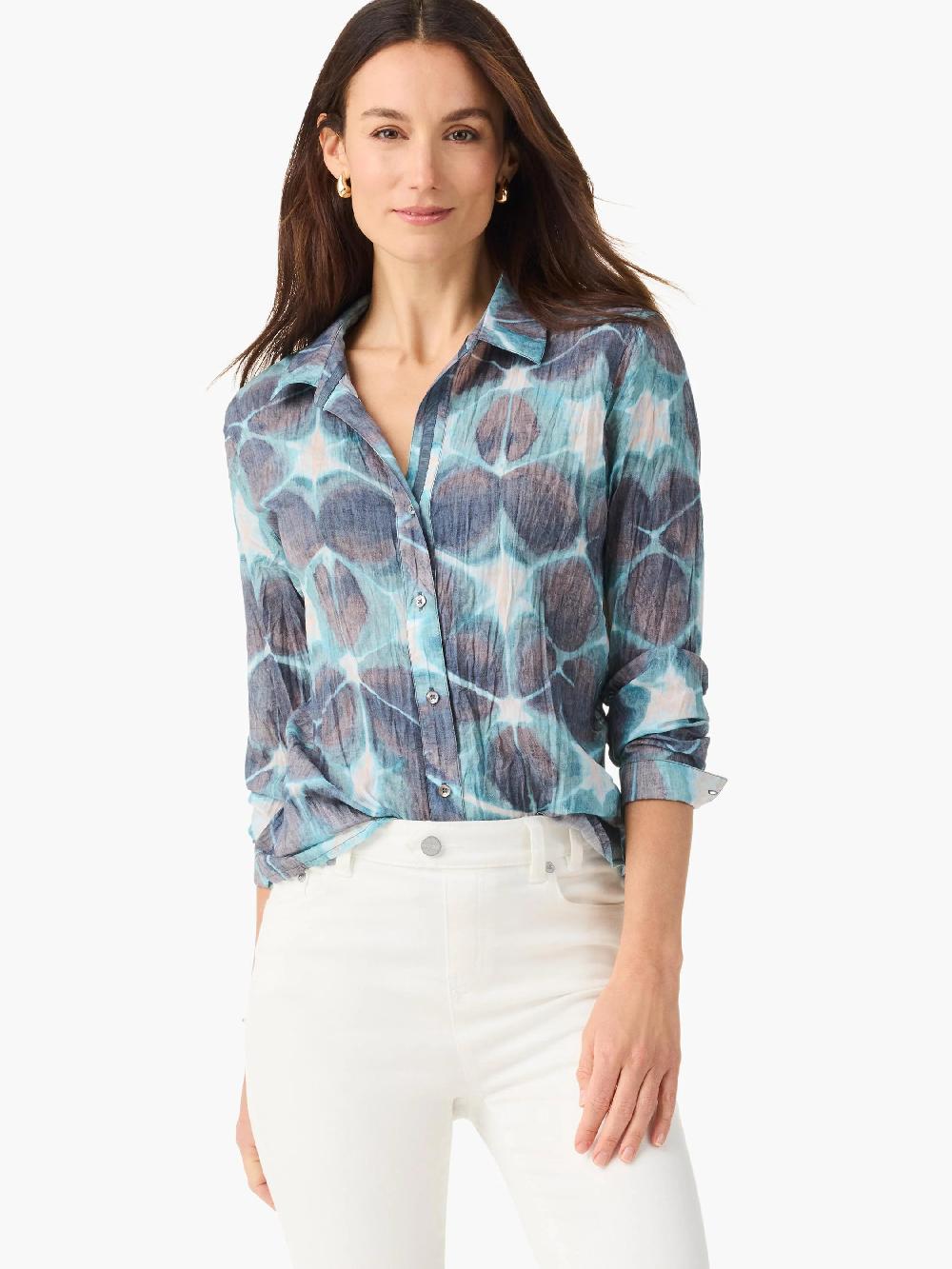 nic zoe Ethereal Seas Crinkle Shirt