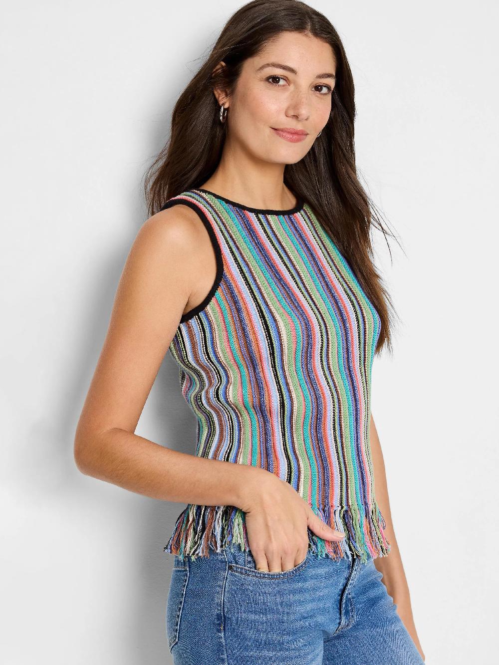 nic zoe Falling Fringe Sweater Tank