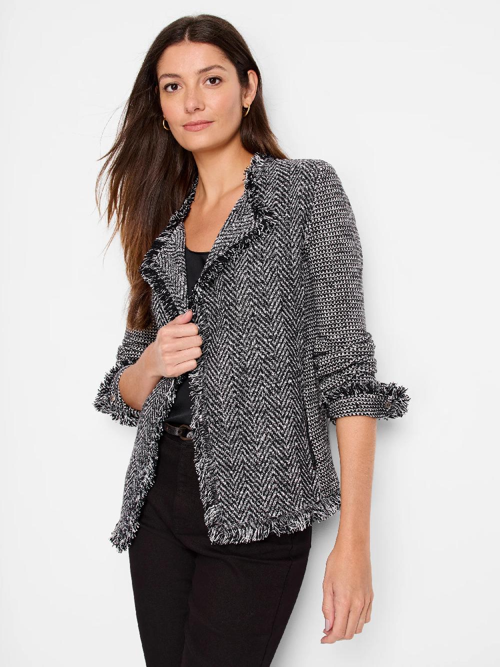 nic zoe Fringe Mix Knit Jacket