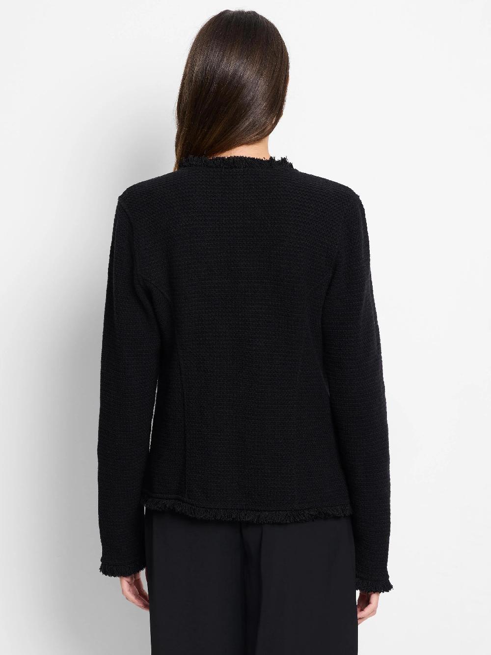 Nic Zoe Fringe Mix Knit Pocket Jacket