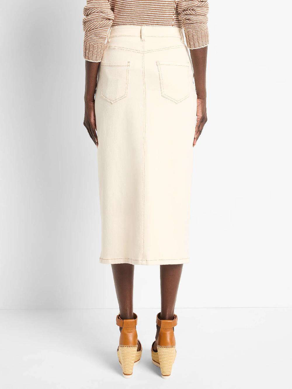 Nic Zoe Front Slit Denim Midi Skirt