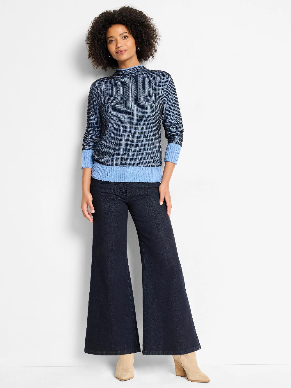 Nic Zoe Funnel Neck Pixel Knit Sweater