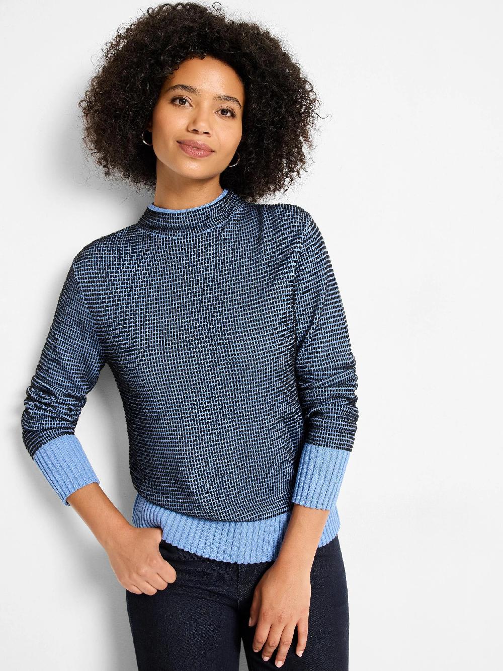 nic zoe Funnel Neck Pixel Knit Sweater