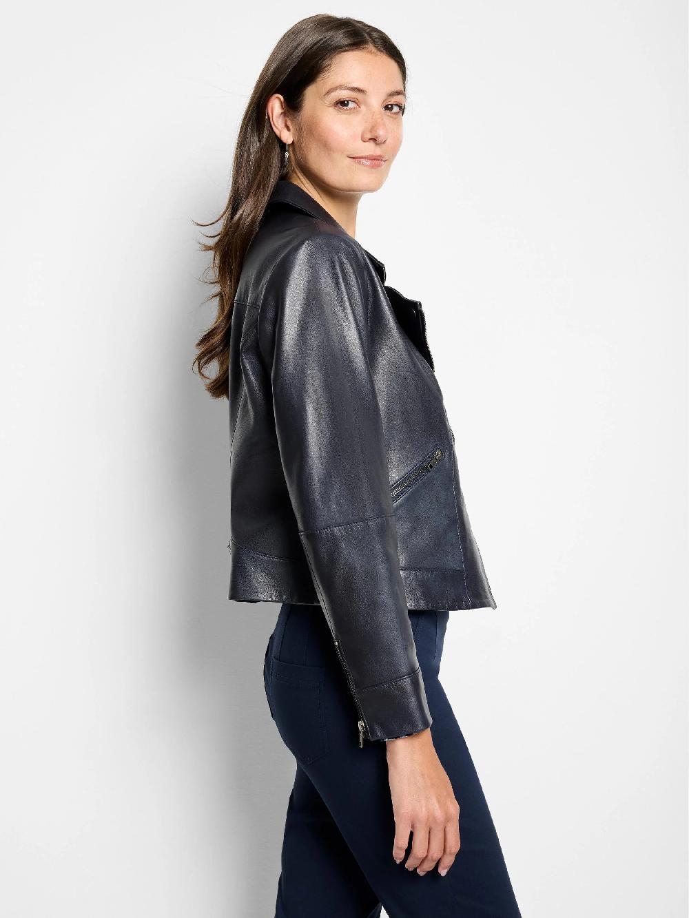 Nic Zoe Genuine Leather Biker Jacket