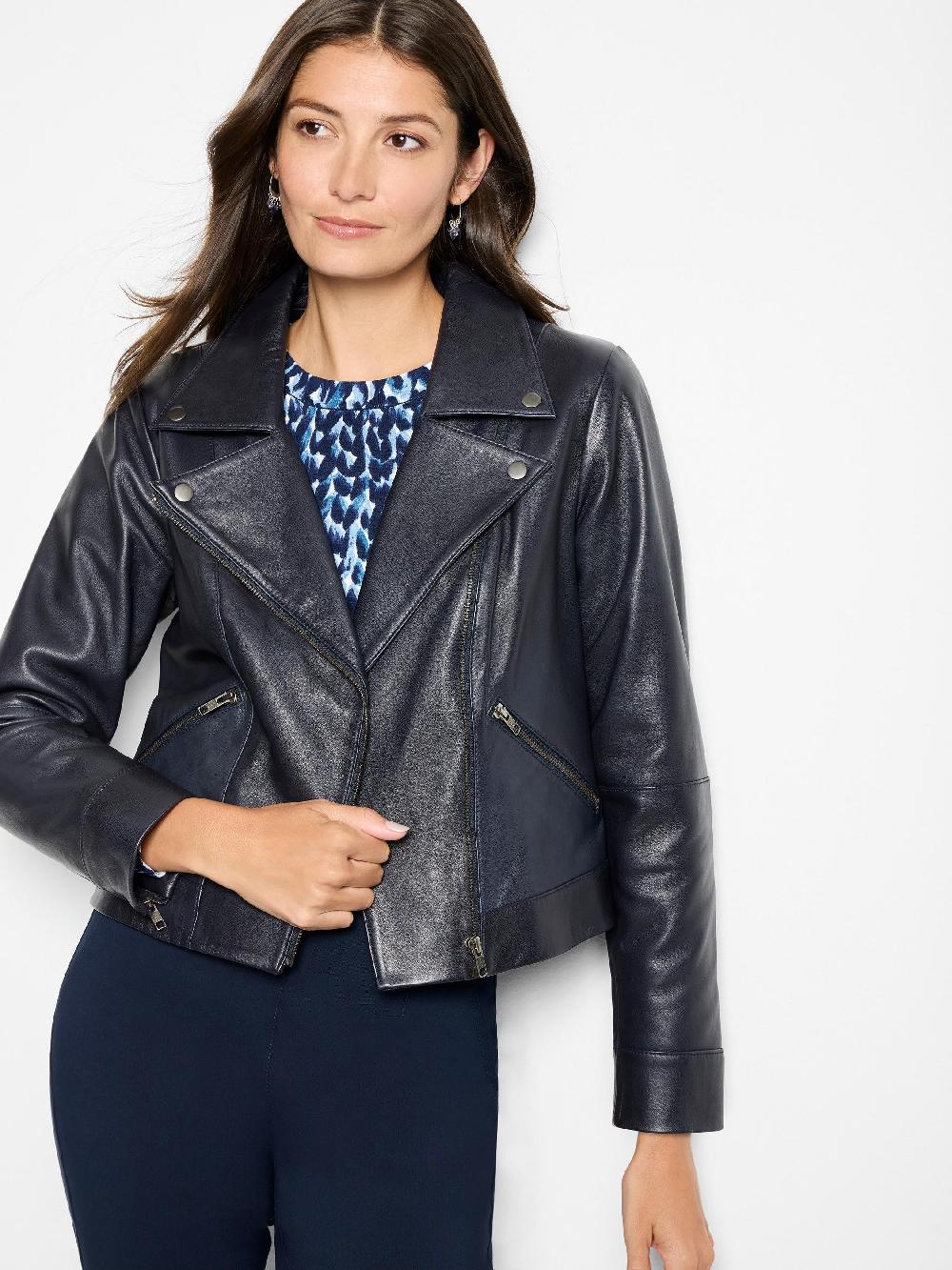 nic zoe Genuine Leather Biker Jacket