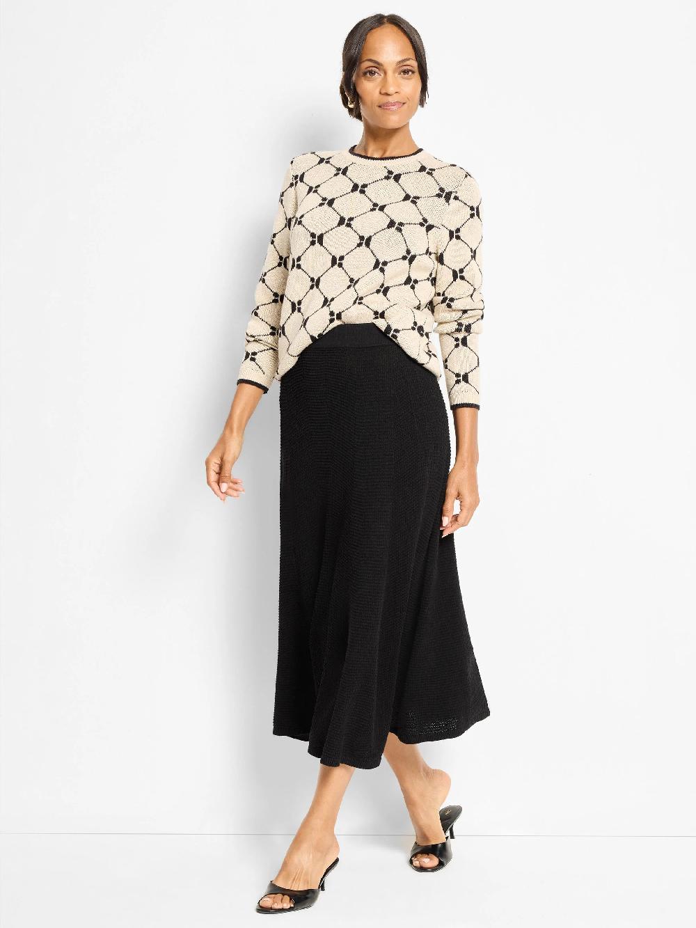 Nic Zoe Geo Argyle Doubleknit Sweater