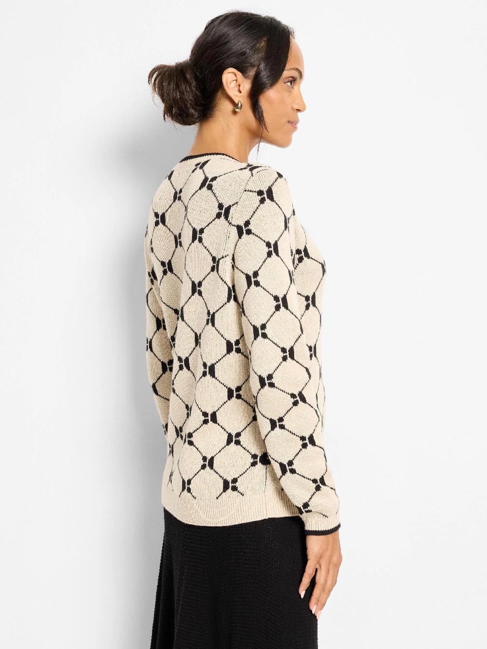 Nic Zoe Geo Argyle Doubleknit Sweater