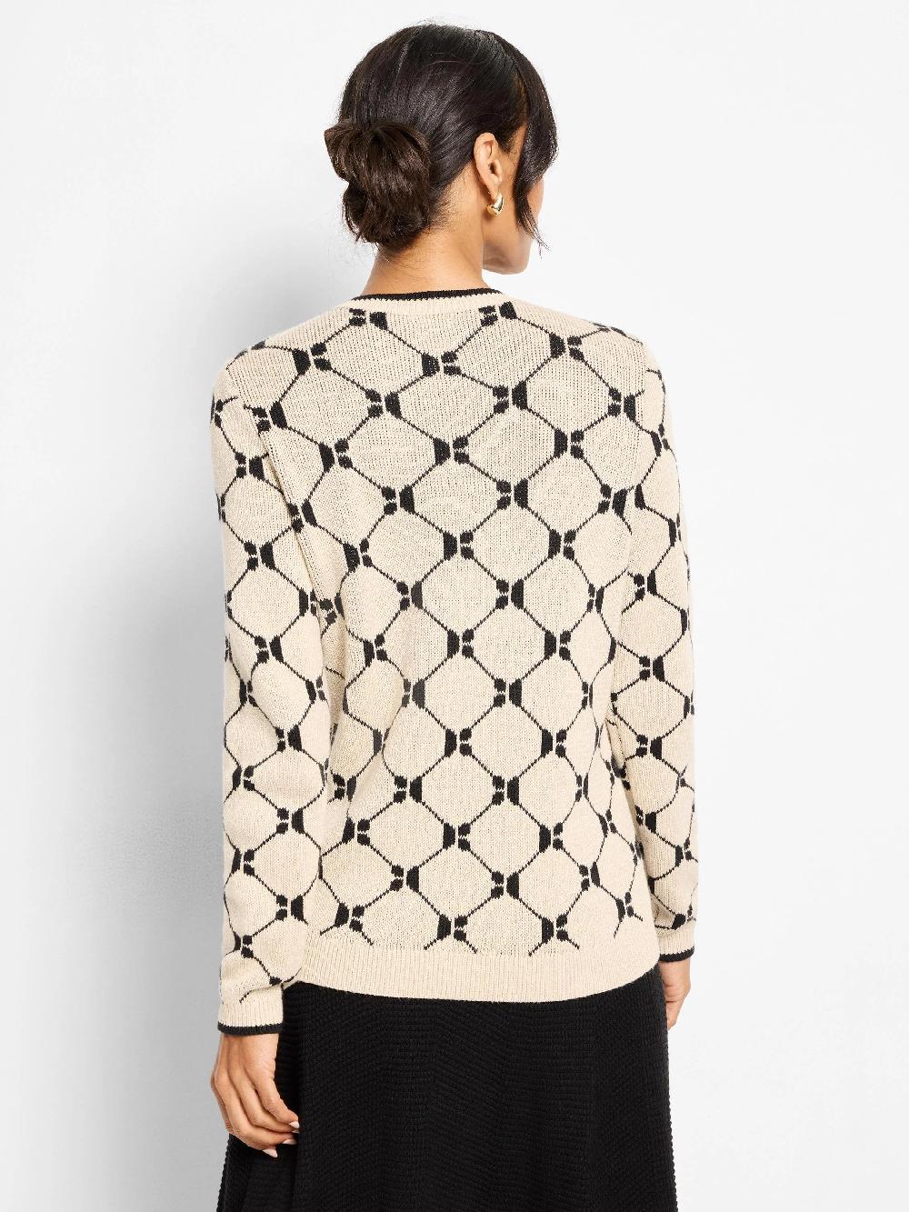 Nic Zoe Geo Argyle Doubleknit Sweater