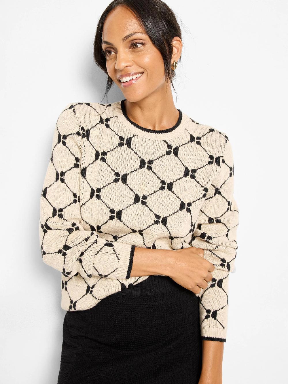 nic zoe Geo Argyle Doubleknit Sweater