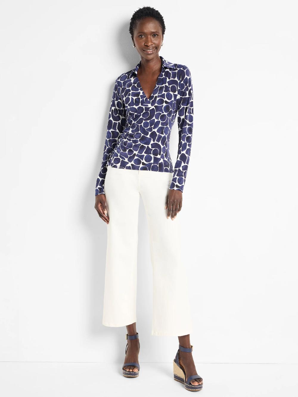 Nic Zoe Geo Pebble Knit Wrap Top