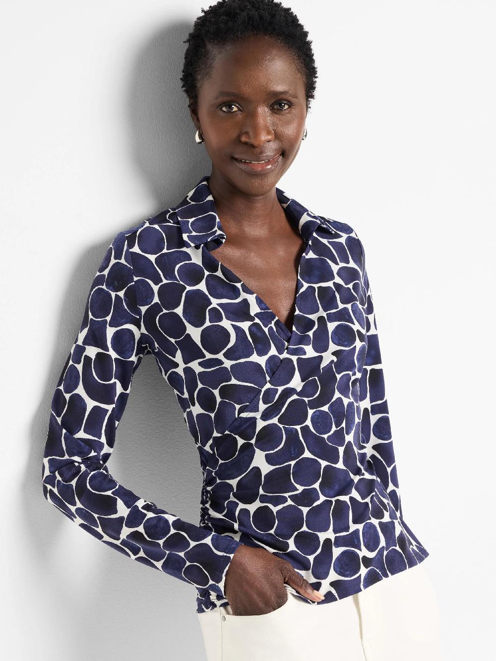 nic zoe Geo Pebble Knit Wrap Top