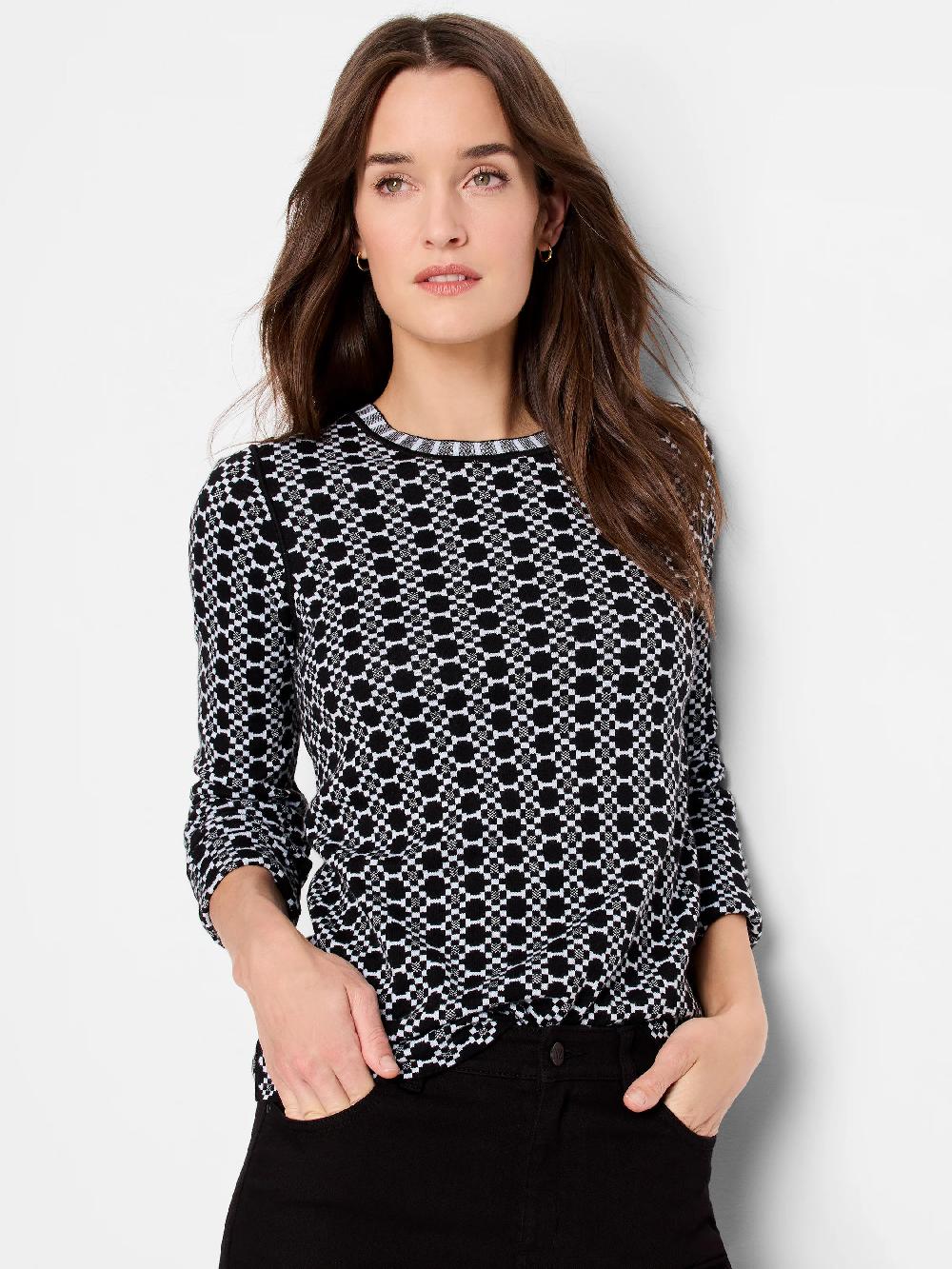 nic zoe Geo Reversible Sweater Tee