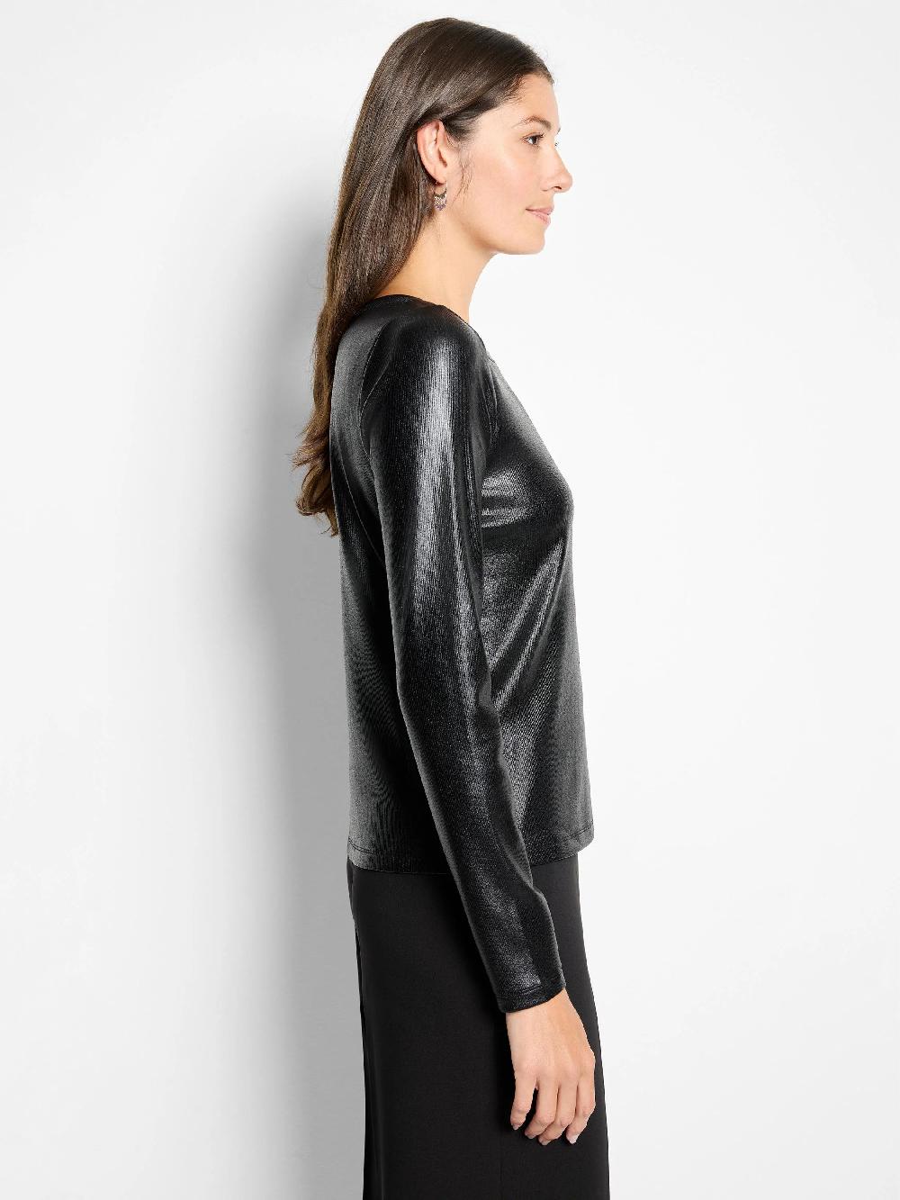 Nic Zoe Glazed Rib Boat Neck Tee