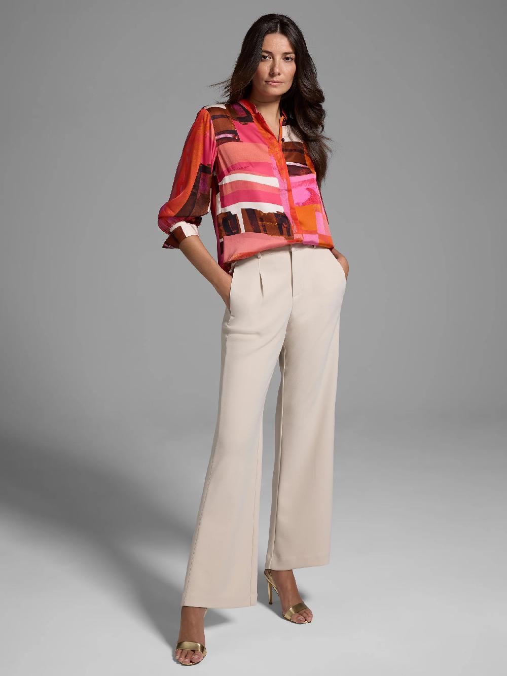 Nic Zoe Gold Label Artful Blocks Glossy Blouse