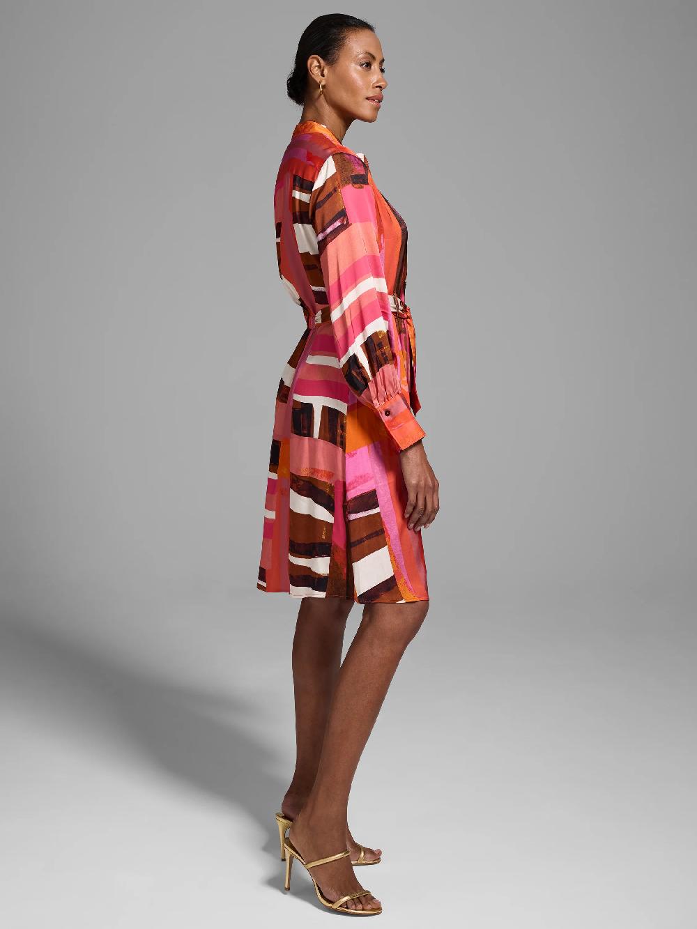 Nic Zoe Gold Label Artful Blocks Glossy Shirtdress