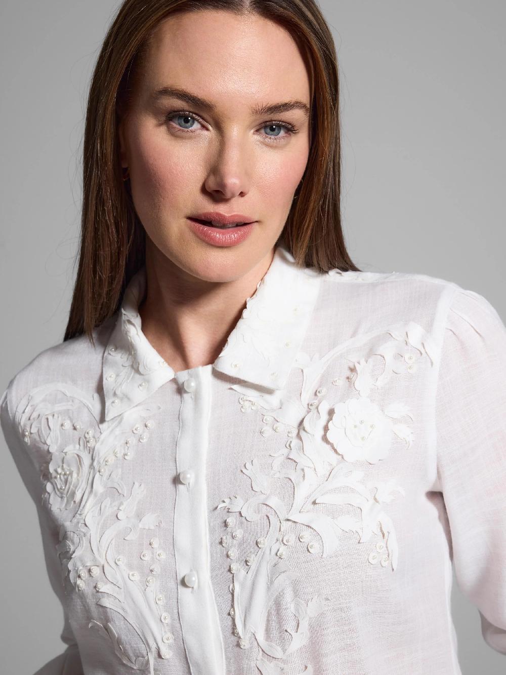 nic zoe Gold Label Embellished Shirt