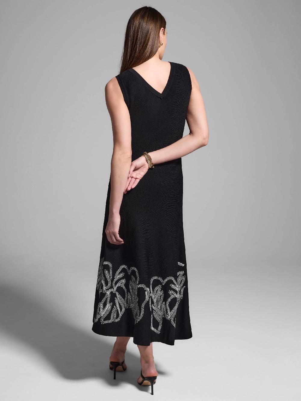 Nic Zoe Gold Label Embroidered Knit Twirl Dress