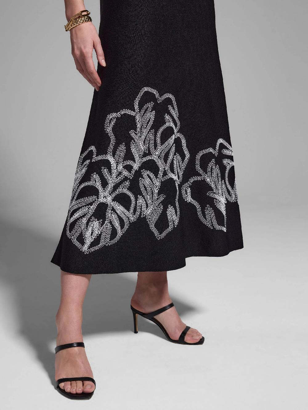 nic zoe Gold Label Embroidered Knit Twirl Dress