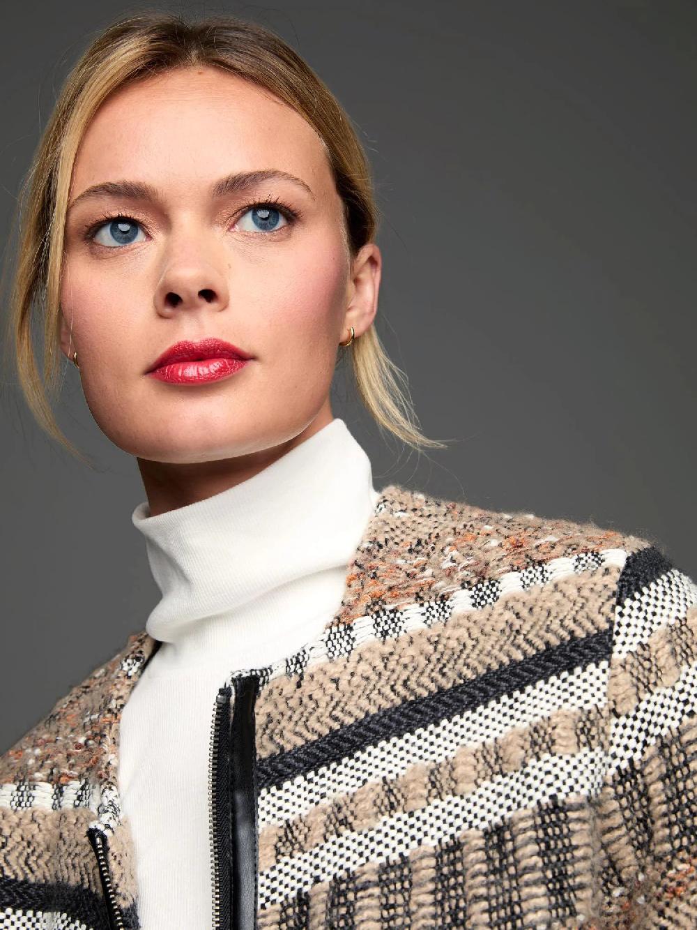 Nic Zoe Gold Label Knit Weaving Trimmed Jacket