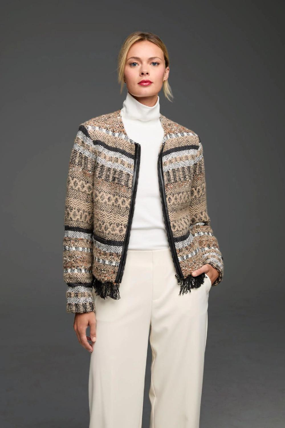 Nic Zoe Gold Label Knit Weaving Trimmed Jacket