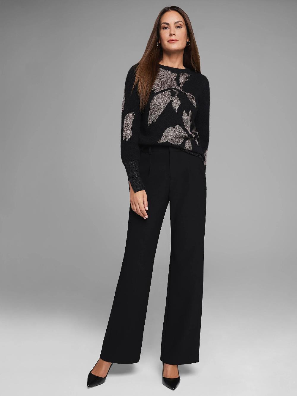 nic zoe Gold Label Lace Knit Floral Sweater