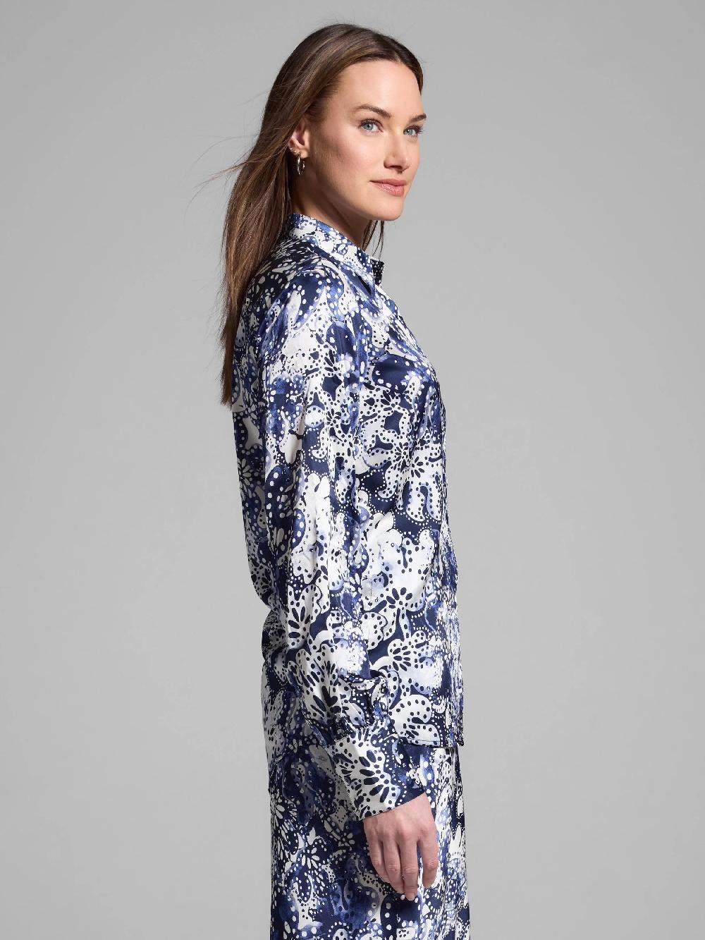 Nic Zoe Gold Label Twilight Blooms Silk Shirt