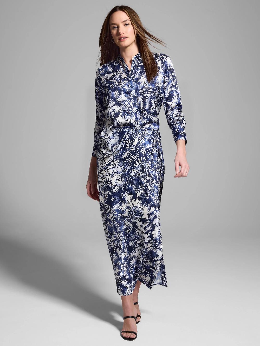 Nic Zoe Gold Label Twilight Blooms Silk Skirt