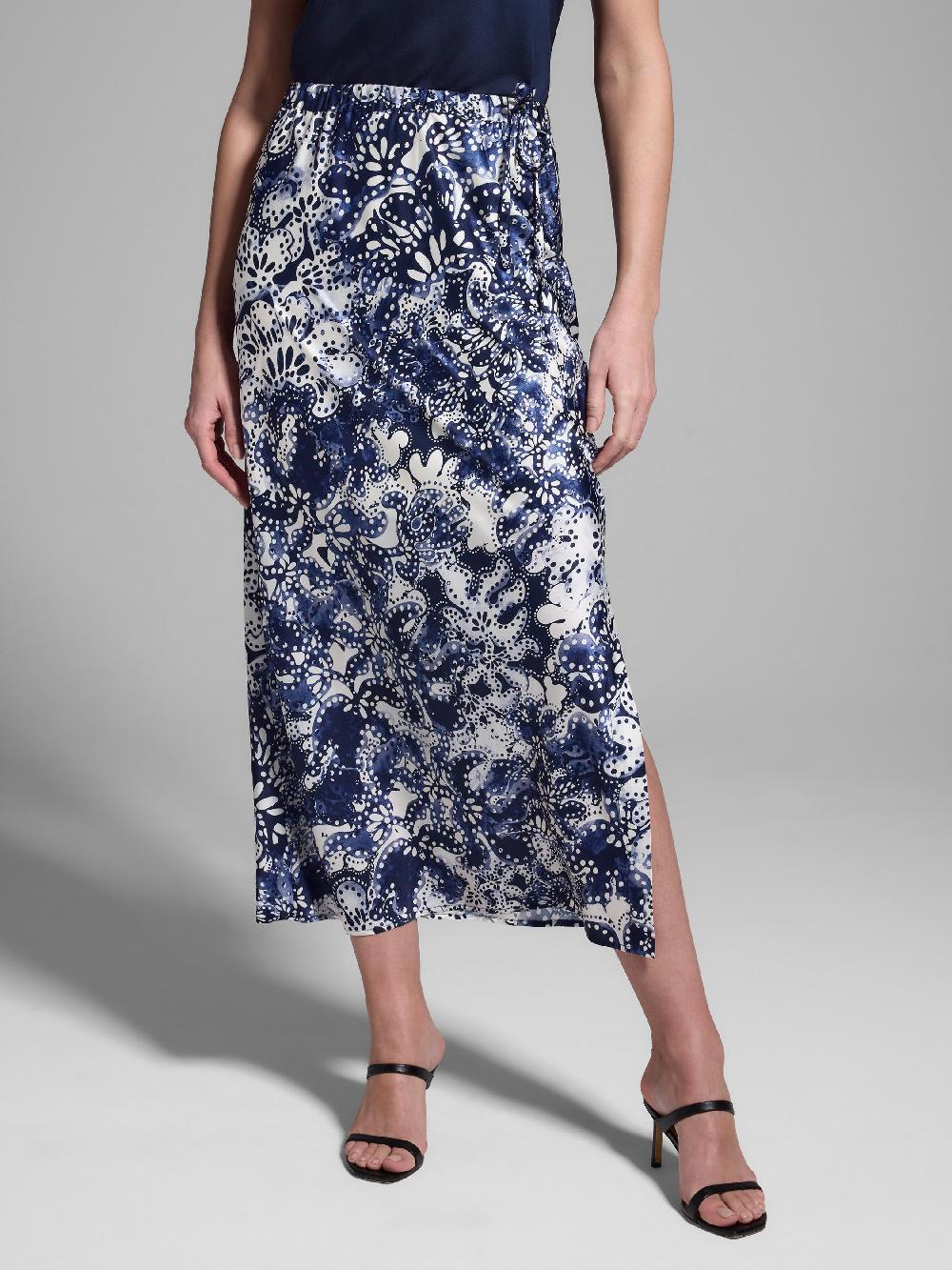 nic zoe Gold Label Twilight Blooms Silk Skirt