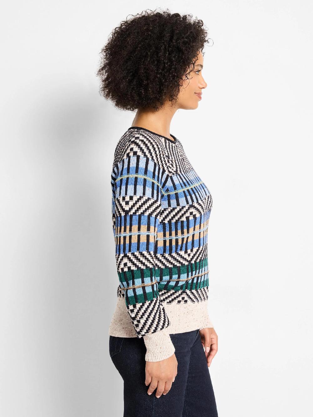 Nic Zoe Graphic Stripe Sweater