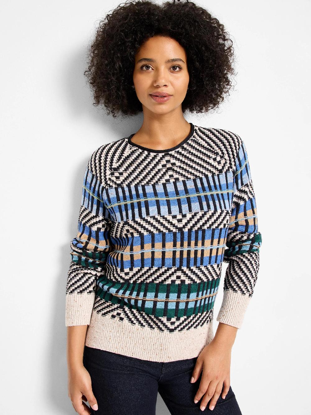 nic zoe Graphic Stripe Sweater