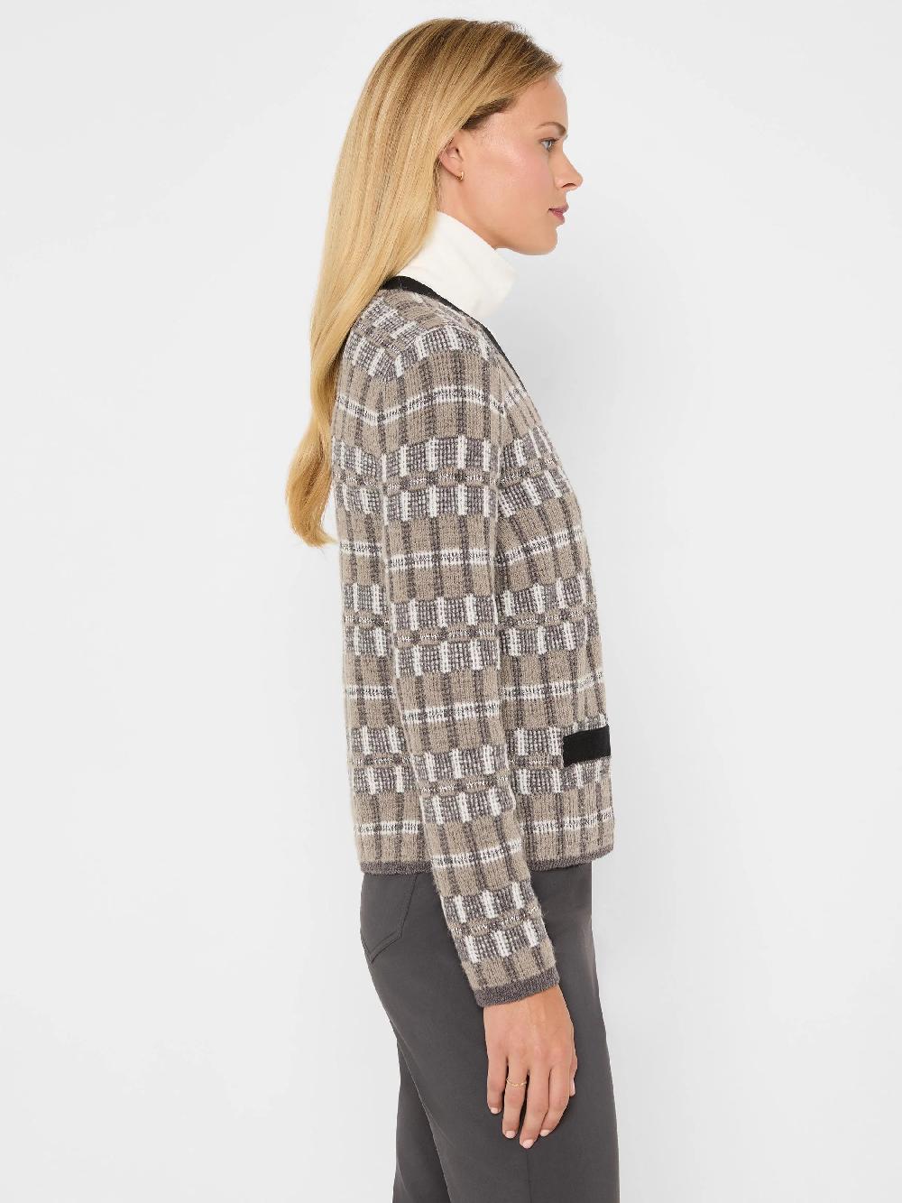 Nic Zoe Grid Mix Sweater Cardigan