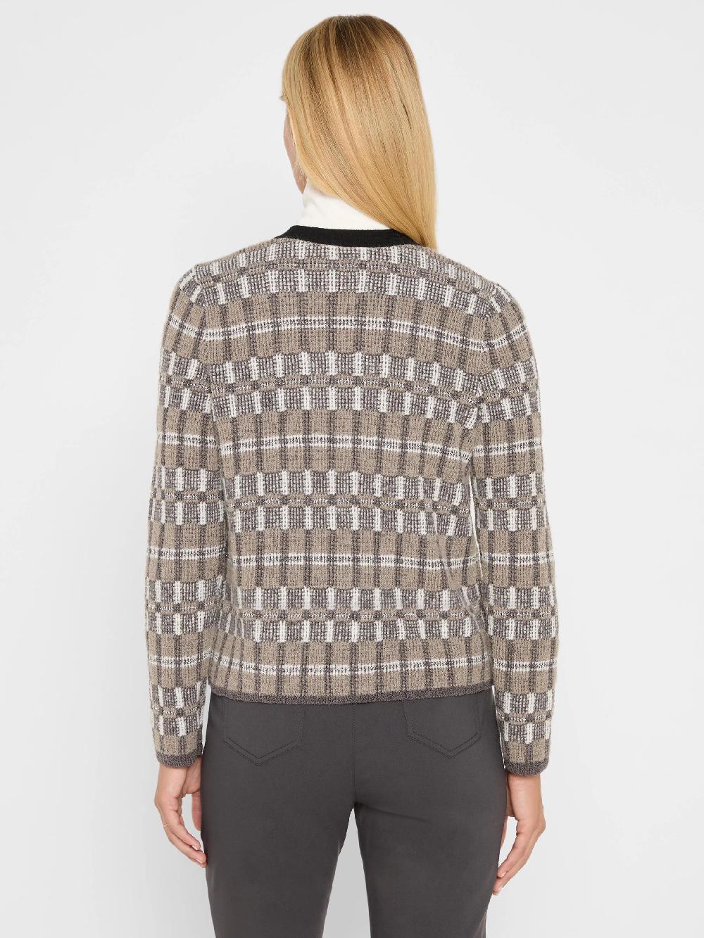 Nic Zoe Grid Mix Sweater Cardigan